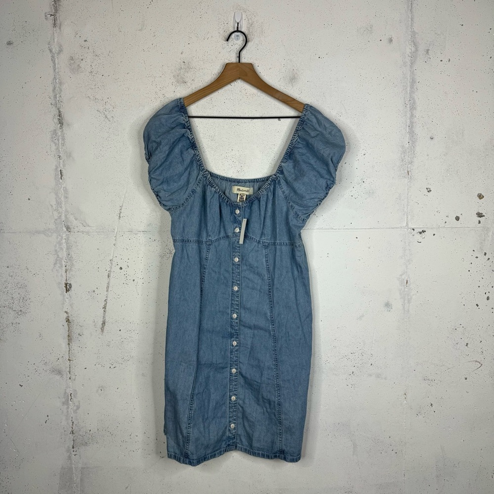 Madewell Denim Margie Cap Sleeve Mini Dress New Size 10 - Picture 3 of 9